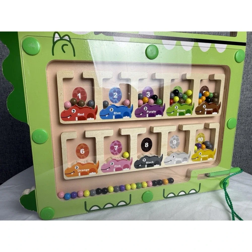 Magnetic Color and Number Alligator Maze Montessori Wooden Toy